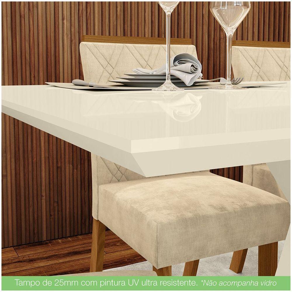 Conjunto Sala De Jantar Mesa 120cm 4 Cadeiras Lupita Casa 812 Nature Off White E Linho - 5