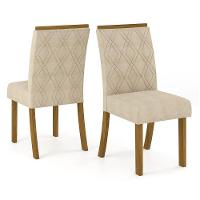 Conjunto Sala De Jantar Mesa 120cm 4 Cadeiras Lupita Casa 812 Nature Off White E Linho - 7