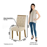 Conjunto Sala De Jantar Mesa 120cm 4 Cadeiras Lupita Casa 812 Nature Off White E Linho - 10