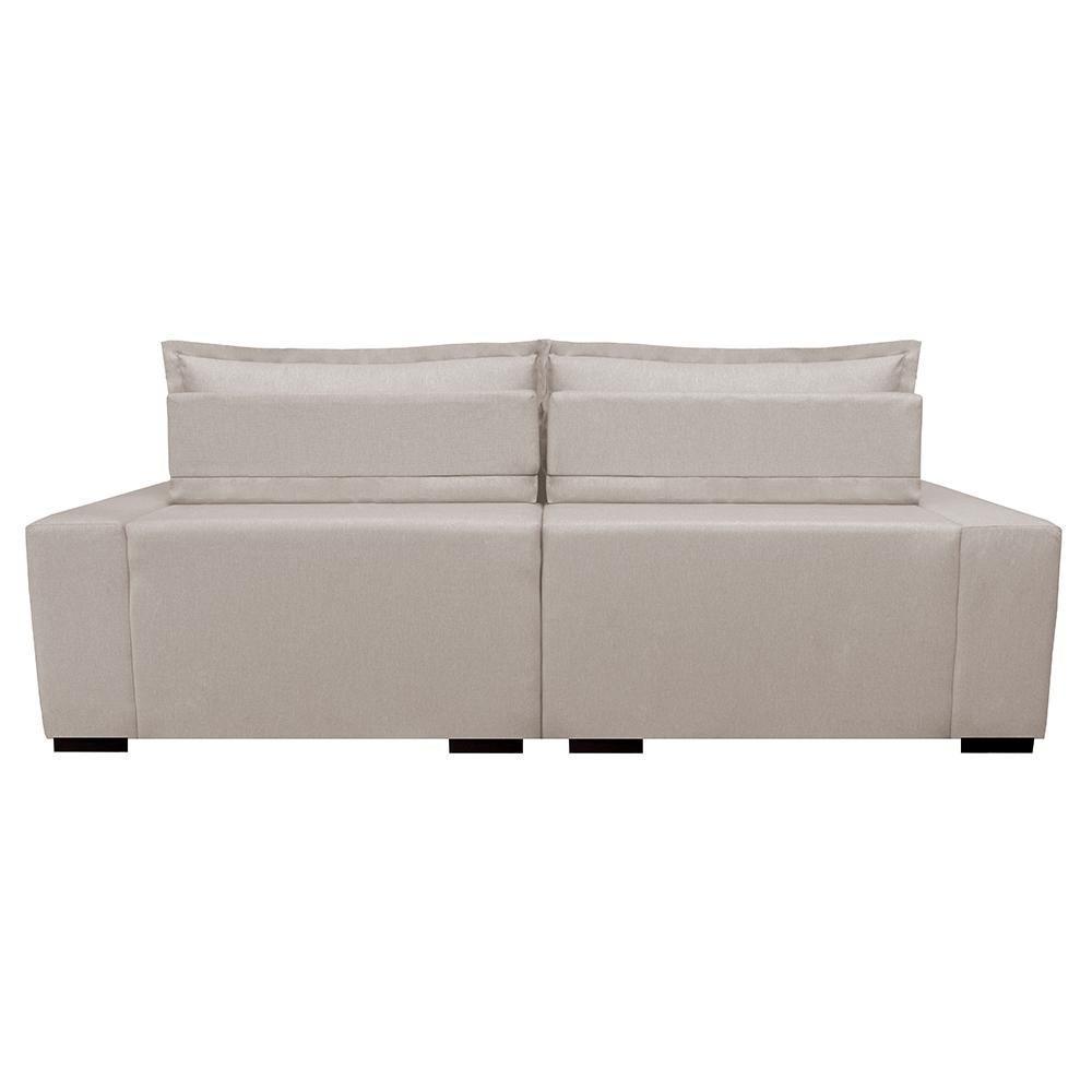 Sofa Retrátil E Reclinável Com Molas Cama Inbox Premium 2,92m Tecido Em Linho Bege Claro - 3