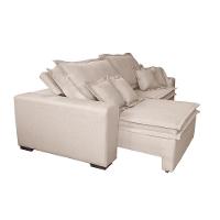 Sofa Retrátil E Reclinável Com Molas Cama Inbox Premium 2,92m Tecido Em Linho Bege Claro - 2