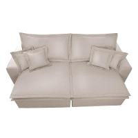 Sofa Retrátil E Reclinável Com Molas Cama Inbox Premium 2,92m Tecido Em Linho Bege Claro