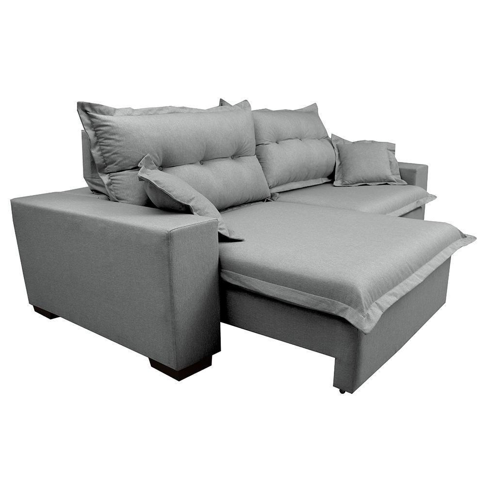 Sofá Retrátil E Reclinável Com Molas Ensacadas Cama Inbox Prime 2,32m Tecido Linho Cinza Claro - 3