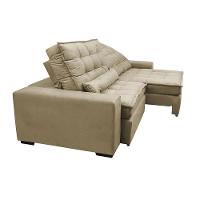 Sofá Retrátil E Reclinável Com Molas Ensacadas Cama Inbox Gold 2,32m Tecido Suede Velusoft Bege - 6