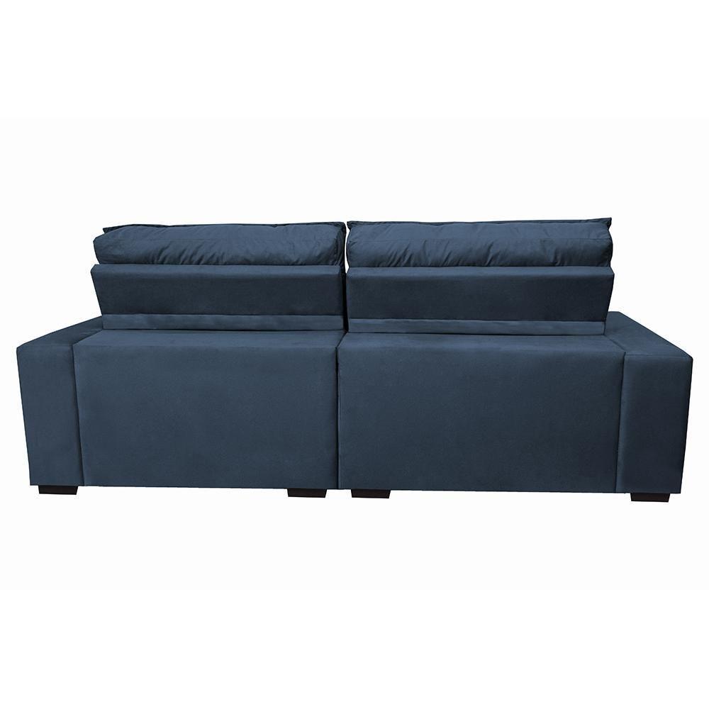 Sofá Retrátil E Reclinável Com Molas Ensacadas Cama Inbox Gold 3,12m Tecido Suede Velusoft Azul - 4