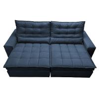 Sofá Retrátil E Reclinável Com Molas Ensacadas Cama Inbox Gold 3,12m Tecido Suede Velusoft Azul - 5