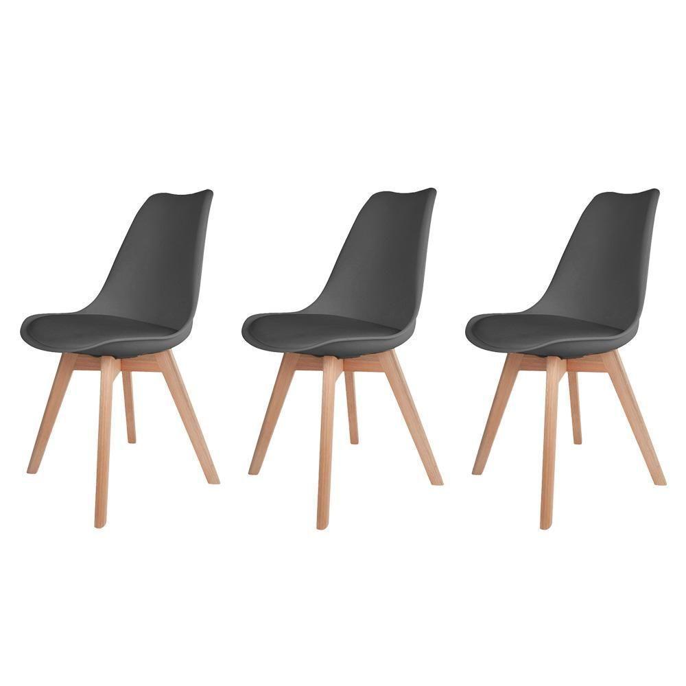 Kit 3 Cadeiras p/Mesa De Jantar Saarinen Design Cinza Cinza - 1