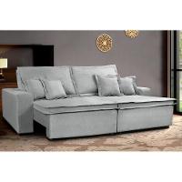 Sofa Retrátil E Reclinável Com Molas Cama Inbox Premium 2,52m Tecido Em Linho Cinza Claro - 8