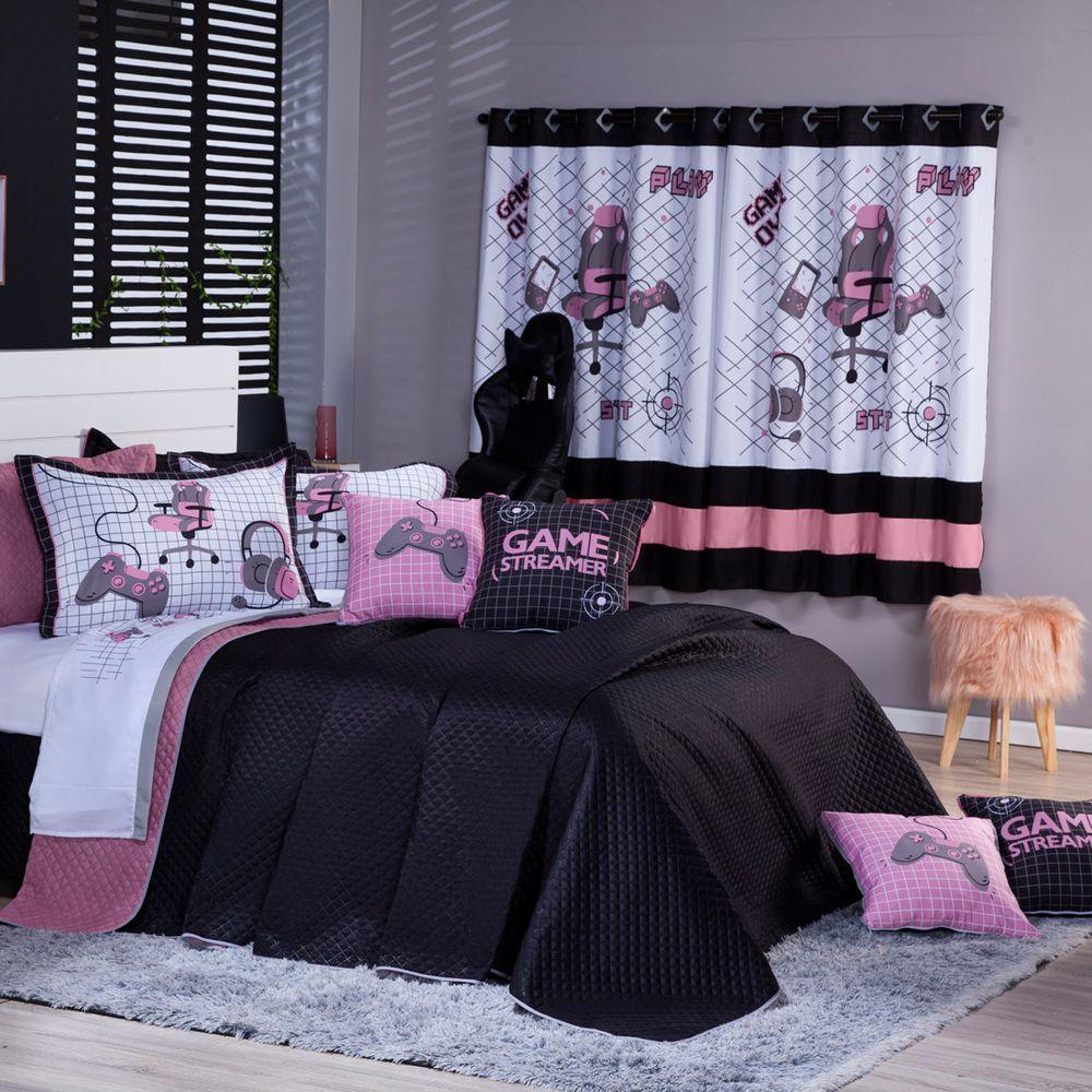 Kit Cobre Leito Rosê Dupla Face C/ Almofadas Queen 07 Peças - 5