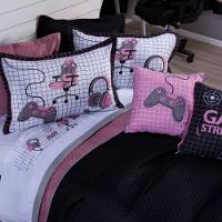 Kit Cobre Leito Rosê Dupla Face C/ Almofadas Queen 07 Peças - 2