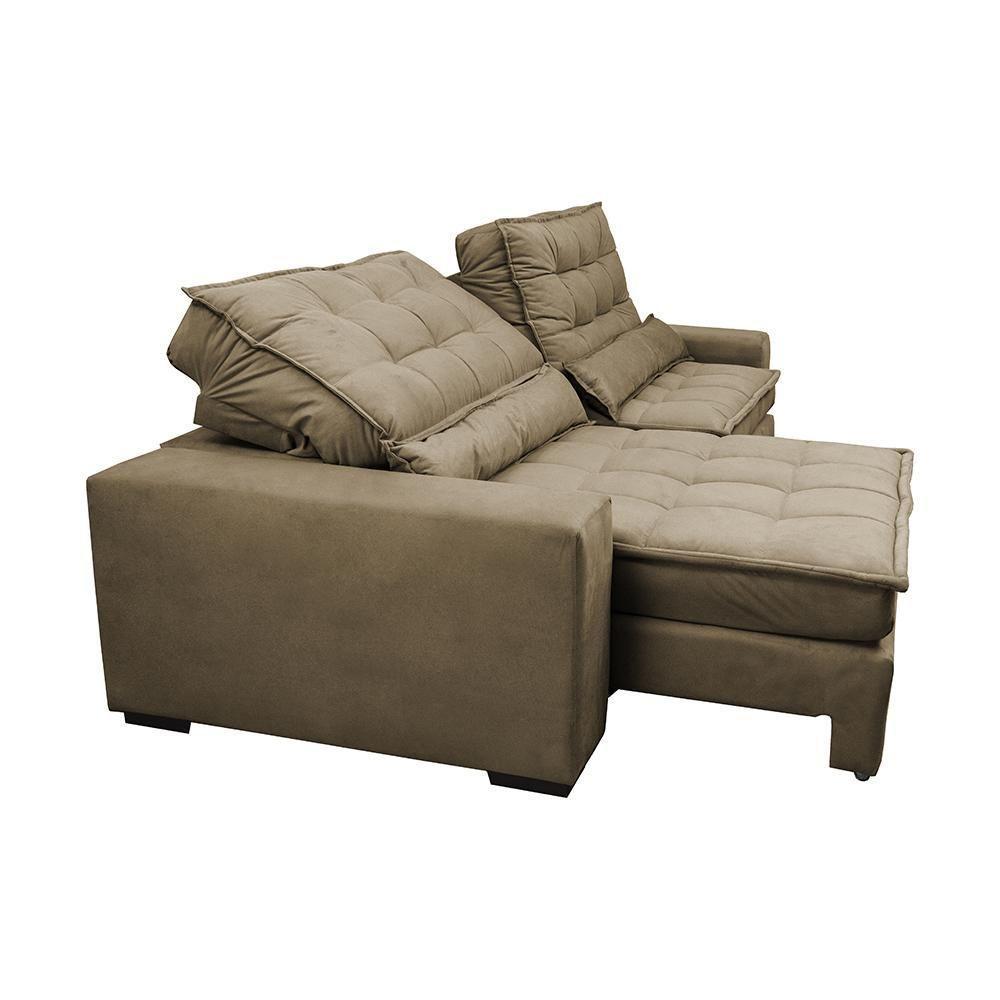 Sofá Retrátil E Reclinável Com Molas Ensacadas Cama Inbox Gold 2,52m Tecido Suede Velusoft Castor - 3
