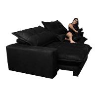 Sofa Retrátil E Reclinável 2,12m Com Molas Ensacadas Cama Inbox Soft Tecido Suede Preto - 3