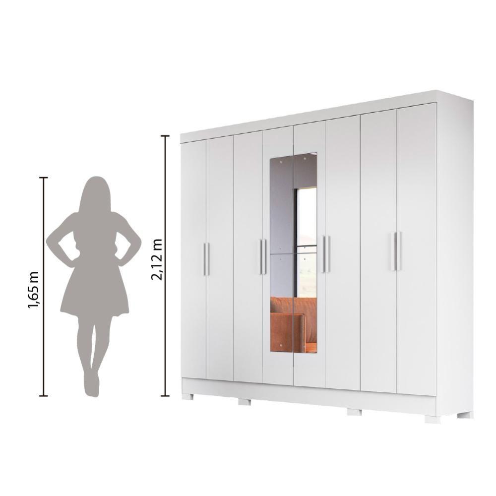Guarda Roupas Casal Com Espelho 8 Portas 4 Gavetas Diplomata Moval Branco Branco - 5