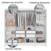 Guarda Roupas Casal Com Espelho 8 Portas 4 Gavetas Diplomata Moval Branco Branco - 2