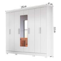 Guarda Roupas Casal Com Espelho 8 Portas 4 Gavetas Diplomata Moval Branco Branco - 3