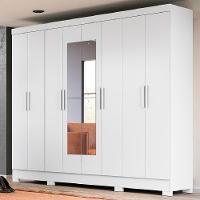 Guarda Roupas Casal Com Espelho 8 Portas 4 Gavetas Diplomata Moval Branco Branco