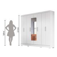 Guarda Roupas Casal Com Espelho 8 Portas 4 Gavetas Diplomata Moval Branco Branco - 5
