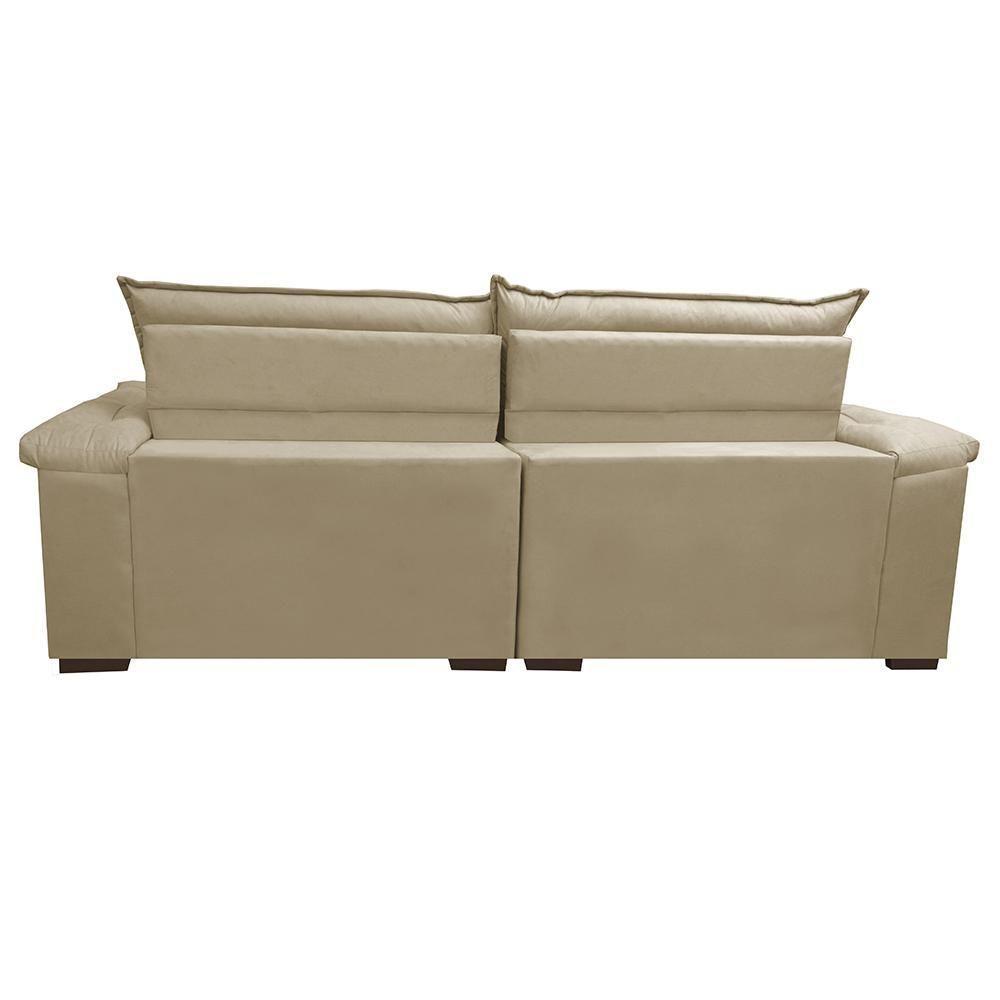 Sofá Retrátil E Reclinável Molas Ensacadas Cama Inbox Botonê 2,72m Espuma Viscoelástico Suede Bege - 4