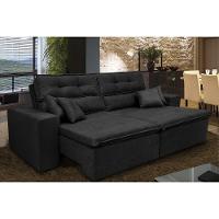 Sofá Cairo 2,32m Retrátil, Reclinável Tecido Suede Preto - 1