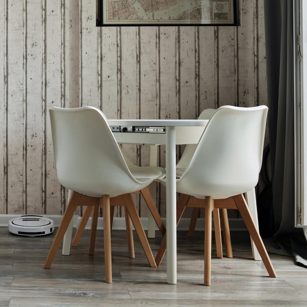 Kit 3 Cadeiras Estofadas c/Encosto p/Mesa De Jantar Branca - 2