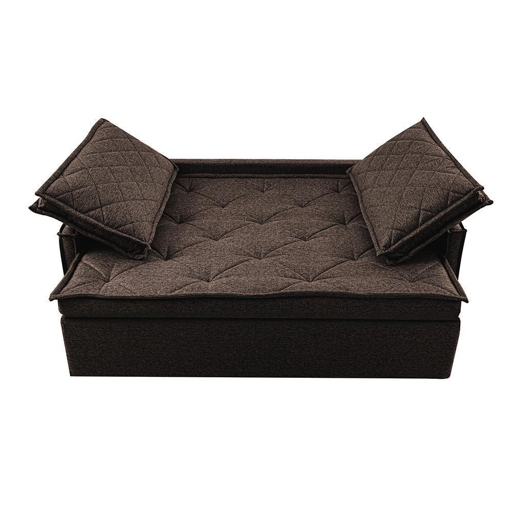 Sofá Sem Caixa Retrátil E Reclinável 1,85m Cama Inbox Loft Linho Marrom - 4