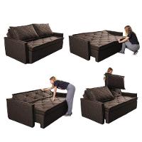 Sofá Sem Caixa Retrátil E Reclinável 1,85m Cama Inbox Loft Linho Marrom - 2