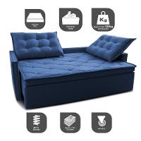 Sofá Sem Caixa Retrátil E Reclinável 1,85m Cama Inbox Studio Suede Velusoft Azul - 6