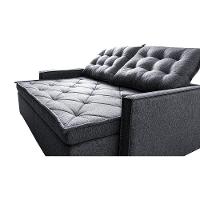 Sofá Sem Caixa Retrátil E Reclinável 1,65m Cama Inbox Flat Linho Cinza Escuro - 5