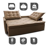 Sofá Sem Caixa Retrátil E Reclinável 1,65m Cama Inbox Studio Suede Velusoft Castor - 6