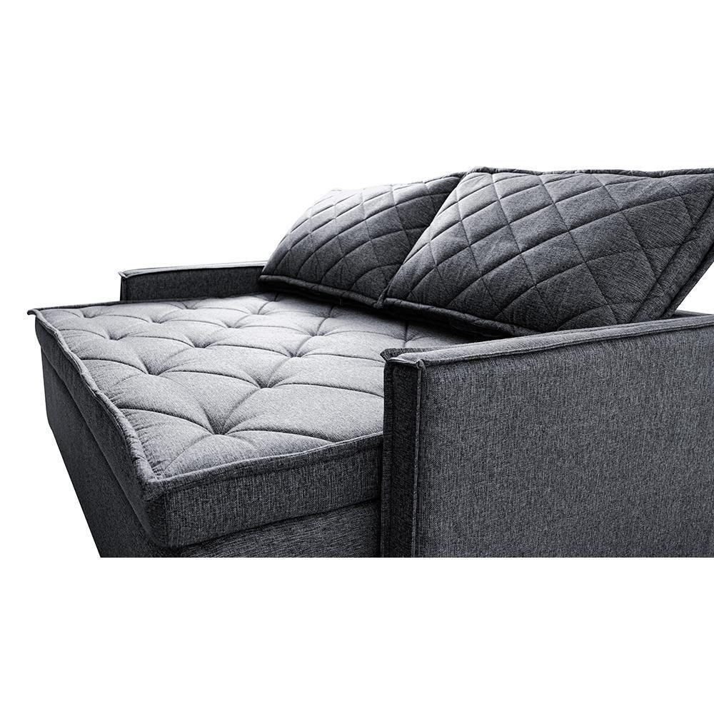 Sofá Sem Caixa Retrátil E Reclinável 1,65m Cama Inbox Loft Linho Cinza Escuro - 5