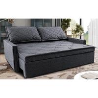 Sofá Sem Caixa Retrátil E Reclinável 1,65m Cama Inbox Loft Linho Cinza Escuro - 1