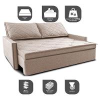 Sofá Sem Caixa Retrátil E Reclinável 1,85m Cama Inbox Loft Linho Bege Claro - 6