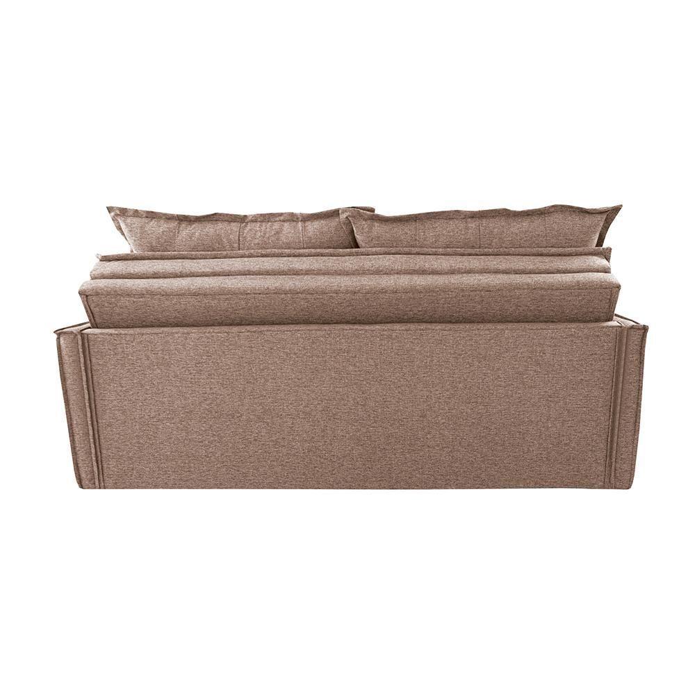 Sofá Sem Caixa Retrátil E Reclinável 1,65m Cama Inbox Flat Linho Bege Escuro - 3