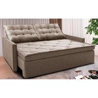 Sofá Sem Caixa Retrátil E Reclinável 1,65m Cama Inbox Flat Linho Bege Escuro - 1