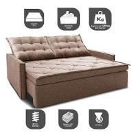 Sofá Sem Caixa Retrátil E Reclinável 1,65m Cama Inbox Flat Linho Bege Escuro - 6