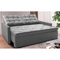 Sofá Sem Caixa Retrátil E Reclinável 1,65m Cama Inbox Flat Linho Cinza Claro - 1