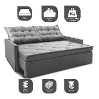 Sofá Sem Caixa Retrátil E Reclinável 1,65m Cama Inbox Flat Linho Cinza Claro - 6