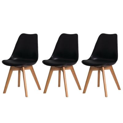 Kit 3 Cadeiras Estofadas c/Encosto p/Mesa De jantar Preta