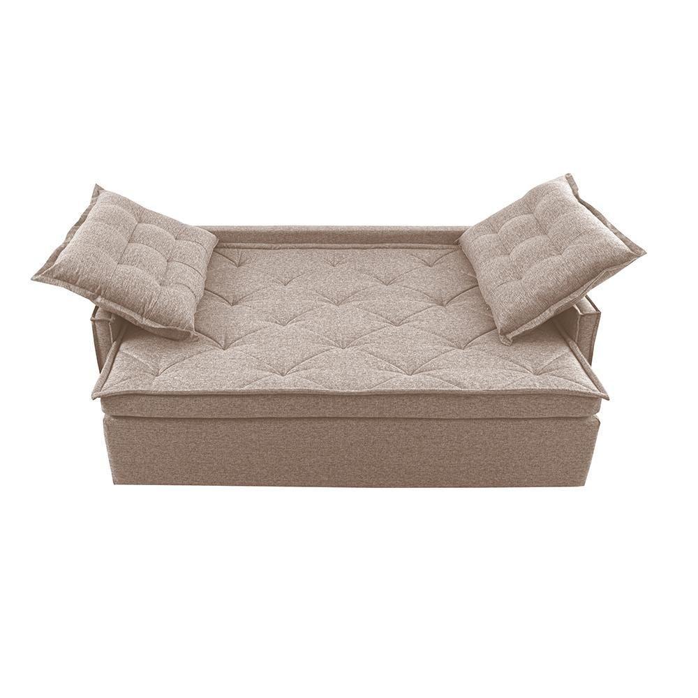 Sofá Sem Caixa Retrátil E Reclinável 1,85m Cama Inbox Flat Linho Bege Claro - 4