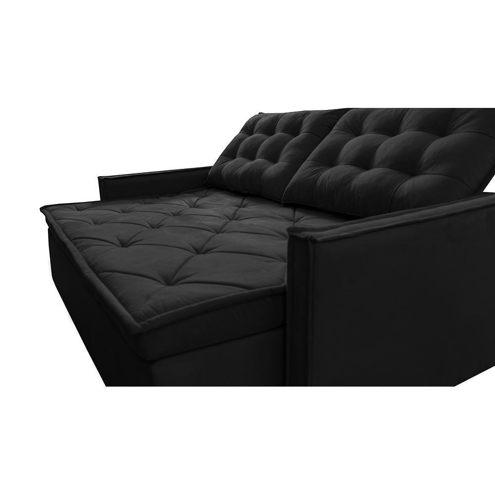 Sofá Sem Caixa Retrátil E Reclinável 1,65m Cama Inbox Studio Suede Velusoft Preto - 5