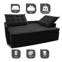 Sofá Sem Caixa Retrátil E Reclinável 1,65m Cama Inbox Studio Suede Velusoft Preto - 6