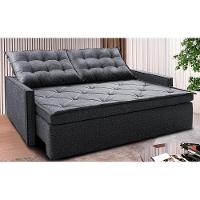 Sofá Sem Caixa Retrátil E Reclinável 1,85m Cama Inbox Flat Linho Cinza Escuro - 1