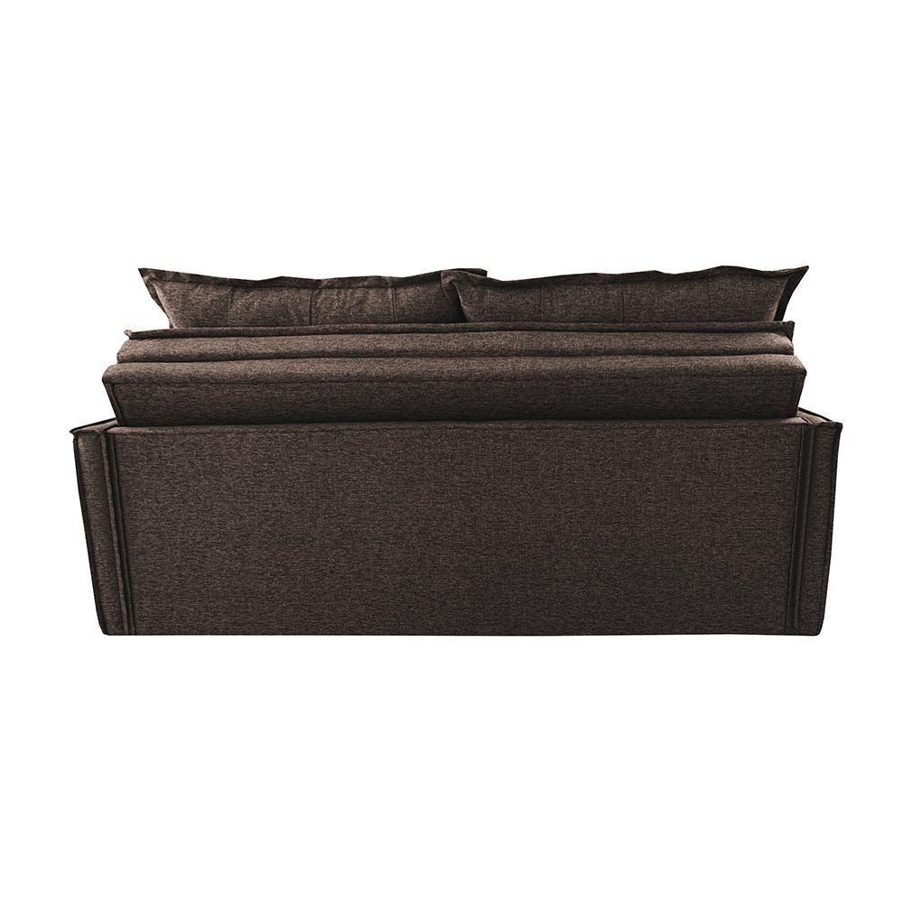 Sofá Sem Caixa Retrátil E Reclinável 1,85m Cama Inbox Flat Linho Marrom - 3