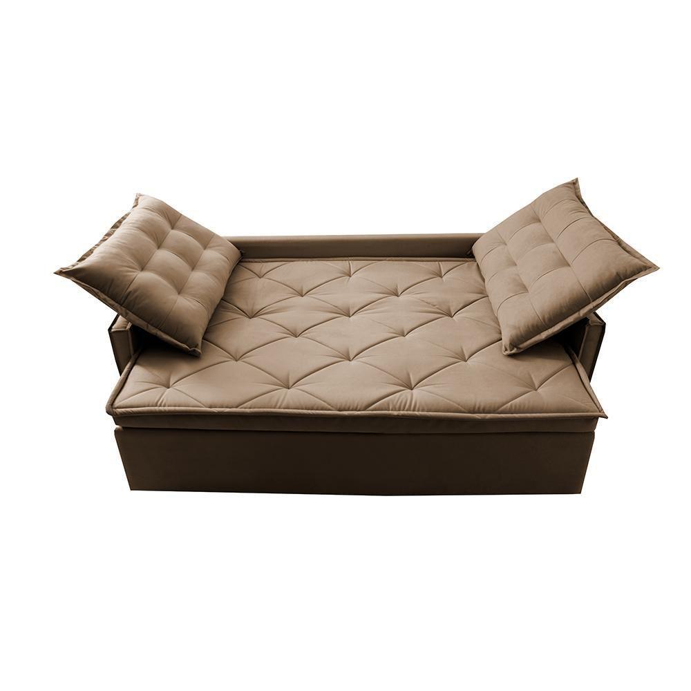 Sofá Sem Caixa Retrátil E Reclinável 1,85m Cama Inbox Studio Suede Velusoft Castor - 4