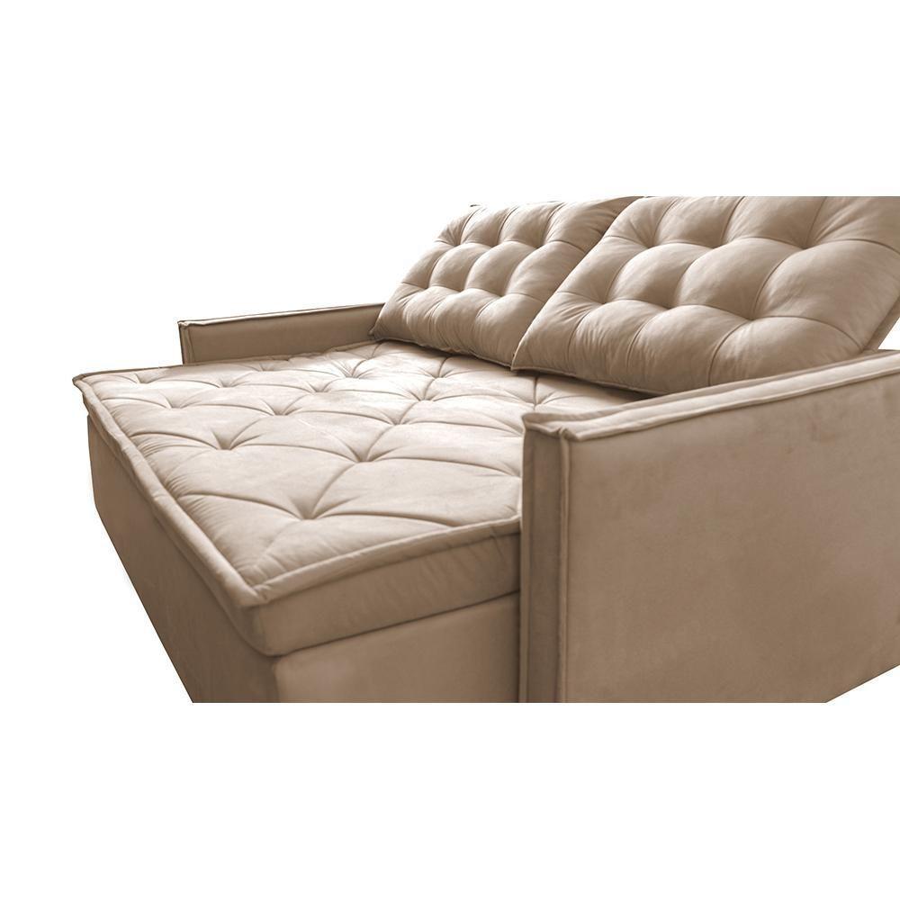 Sofá Sem Caixa Retrátil E Reclinável 1,65m Cama Inbox Studio Suede Velusoft Bege - 5