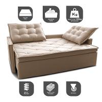 Sofá Sem Caixa Retrátil E Reclinável 1,65m Cama Inbox Studio Suede Velusoft Bege - 6