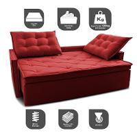Sofá Sem Caixa Retrátil E Reclinável 1,65m Cama Inbox Studio Suede Velusoft Vermelho - 6
