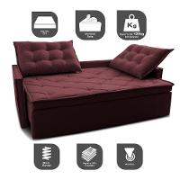 Sofá Sem Caixa Retrátil E Reclinável 1,85m Cama Inbox Studio Suede Velusoft Vinho - 6