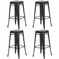 4 Banquetas Alta Para Bar Balcão Bancada Pub Bistrô Cozinha Americana Tolix Iron Industrial Preto - 1
