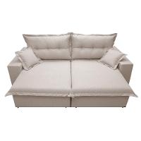 Sofá Retrátil E Reclinável Com Molas Ensacadas Cama Inbox Prime 3,12m Tecido Linho Bege Claro - 5